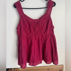 Torrid Red Smocked Peplum Blouse